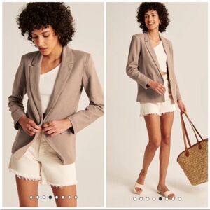 Abercrombie and Fitch Blazer Jacket Tan 2 Button Closure Relaxed Fit Career Sz M
